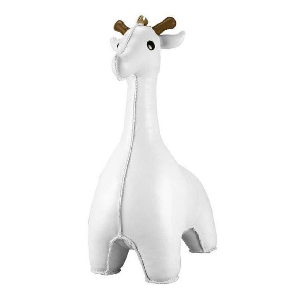 Zuny White Stitch Leather Giraffe Bookend